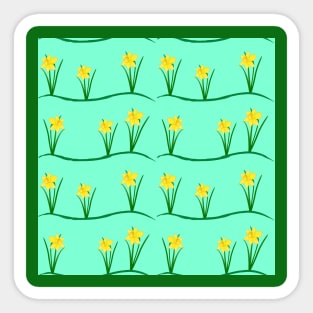 Daffodils in Aquamarine Color Background Sticker